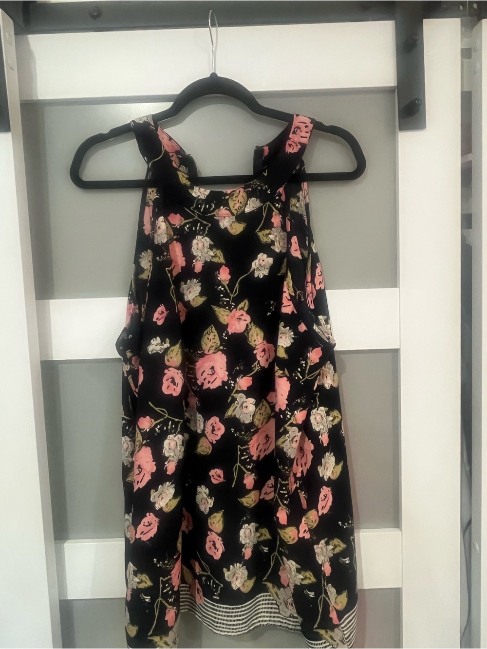 NavyFloral Swing Tunic Top with Pink & Cream Blooms